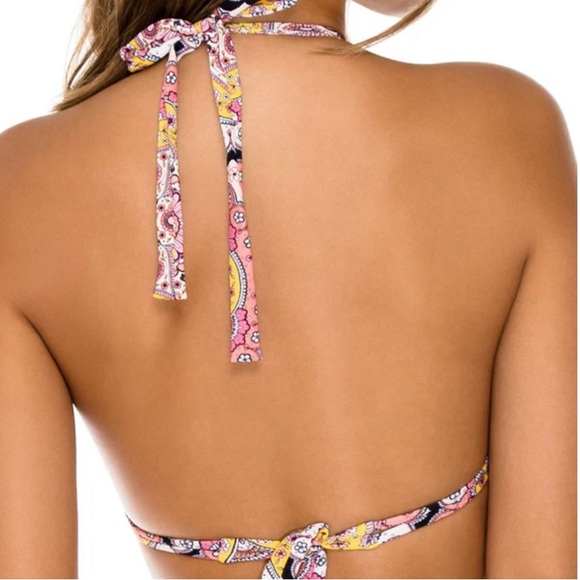 NWT Luli Fama Triangle Halter Bikini Top- Alhambra Coral size Medium - Picture 5 of 5